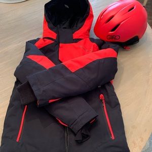 Obermeyer brand Ski Jacket- Boys size teen 8 and GIRO brand ski helmet Size S